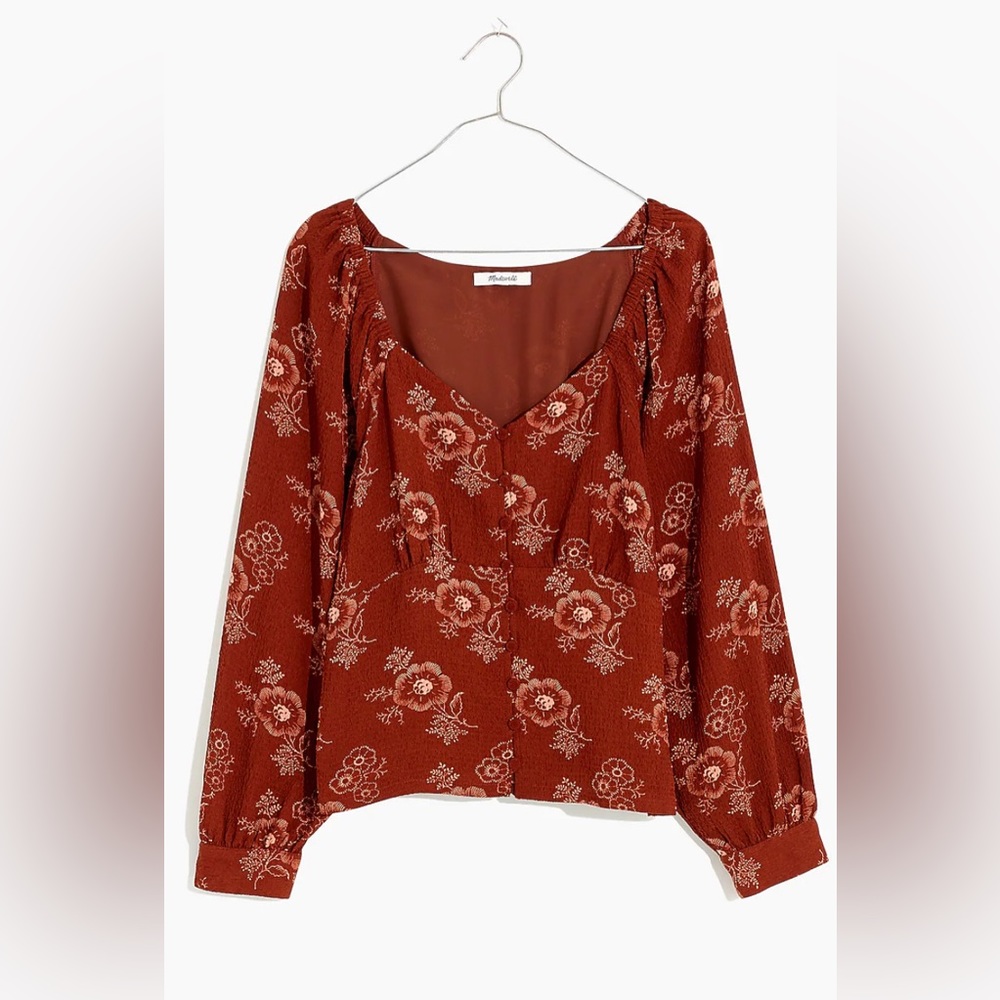 Madewell Preston Puff Sleeve Top in Letterpress Floral